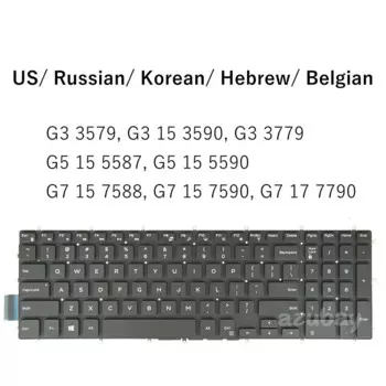 Русская, Корейская, иврит, Бельгийская, AZERTY клавиатура для Dell G3 15 3579 3590 G3 3779, G5 15 5587 5590, G7 15 7588 7590, G7 17 7790
