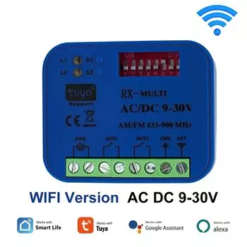 RX-MULTI 300-900MHz WIFI Смарт Ворота приемник Tuya гаражных ворот контроллер фиксированной роллинг код 433mhz 433.92 открыватель 12V 220V переключатель