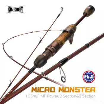 Рыболовная удочка Kingdom MicroMonster, 1,55 м, F MF, кастинговое удилище, 3 секции, FUJI Guide UL Power, дорожная удочка для форели