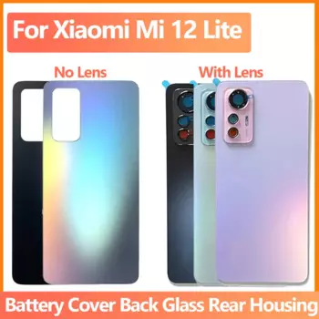 С объективом 6,55 дюйма Новинка для Xiaomi 12 lite Крышка батарейного отсека задняя стеклянная панель 2203129 г задний корпус задняя крышка батарейного отсека