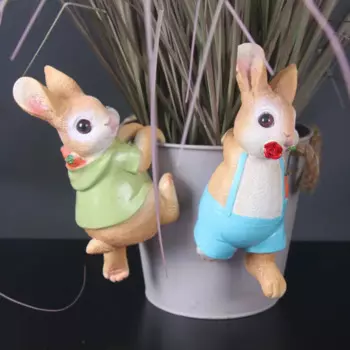 Садовое украшение, милый кролик, цветочный горшок, подвеска, балкон, ландшафт, украшение для дома, орнамент из смолы