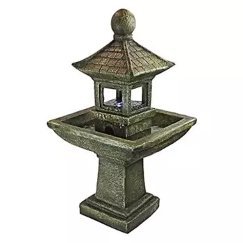 Садовый фонтан Святого Космоса Дзен-Пагода со светодиодной подсветкой Serene Наружная водная функция Сад в азиатском стиле Простая установка и долговечность