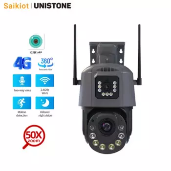 Saikiot ICSEE 6MP 50-кратный зум двойной объектив WIFI 4G PTZ камера уличная водонепроницаемая камера видеонаблюдения с двумя объективами PTZ AI камера