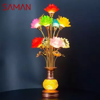SAMAN цветная планшетолампа с цветными элементами, настольная лампа для бытовых помещений, лампа для зала Будды, стеклянная лампа для дужек, лампа для передней панели