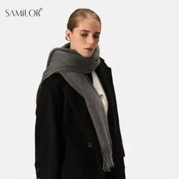 Samilor 100% шерстяной шарф с кисточками для женщин и мужчин зимние теплые шейные шарфы простая шаль роскошный бренд женский кашемировый шарф