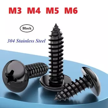 Самонарезающие винты черные из нержавеющей стали M3 M4 M5 M6