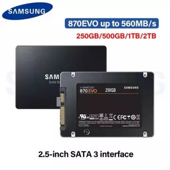 SAMSUNG 2,5 дюйма SATAIII SSD 870 Evo 2 ТБ 1 ТБ 500 ГБ 250 ГБ Внутренний твердотельный накопитель для ноутбука или настольного компьютера