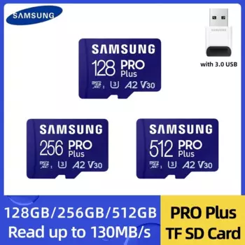 SAMSUNG PRO Plus карта памяти Micro SD с USB 3,0, 128 ГБ, 256 ГБ, 512 ГБ