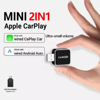 Самый маленький беспроводной адаптер Carplay 2024, 2 в 1, автомобильный беспроводной адаптер Android для iPhone, телефонов на Android, Benz, Audi, Kia, Jeep, Volvo