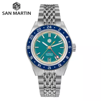 San Martin оригинальные 39,5 мм NH34 GMT мужские механические наручные часы Fly с регулируемой застежкой спортивные часы водонепроницаемые 10 бар Relojes SN0116