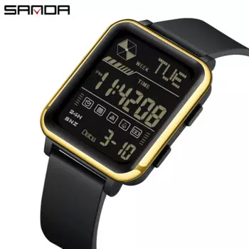 SANDA 6159 цифровые часы ведущей марки, мужские электронные часы, подарок, военные армейские спортивные наручные часы, роскошные зеркальные водонепроницаемые мужские часы с секундомером