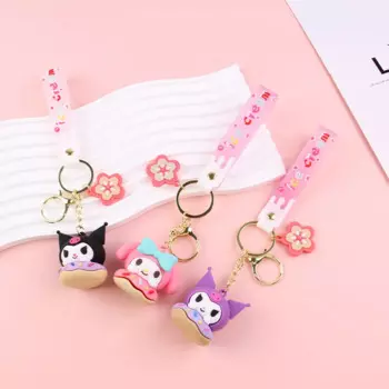 Sanrio mymelody, мультяшная кукла, реальная кукла, парная сумка, подвеска для автомобильного ключа, сетчатый красный маленький подарок