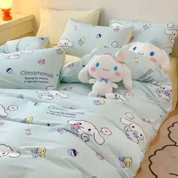 Sanrio розовая мультяшная Мелодия Cinnamoroll Kuromi хлопковая простыня для детей студентов из четырех частей пододеяльник аниме плюшевый 1,5-1,8 м