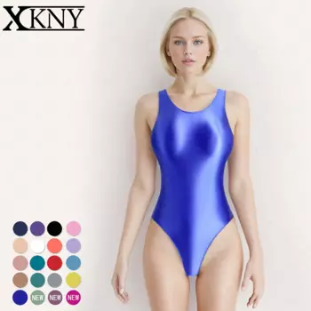Сатиновый глянцевый Цельный купальник XCKNY, женский сексуальный облегающий Шелковый глянцевый купальник, масло, купальник с высокой посадкой