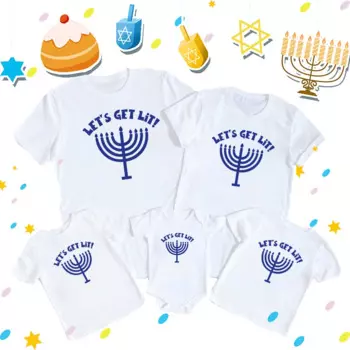 Счастливая рубашка Hanukah, Еврейская футболка, праздничные Семейные рубашки hanukka, топы еврейской речи, семейные рубашки hanukka, Детская рубашка для матери, папы