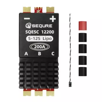 SEQURE 12200 Бесщеточный источник питания ESC 5-12S 200 А BLHeli_32 | Поддержка прошивки AM32, частота ШИМ 128 кГц, используемая в моделях радиоуправляемых автомобилей.