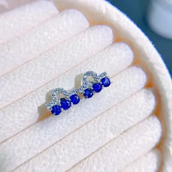Серьги-гвоздики женские из серебра с натуральным сапфиром, 3 мм