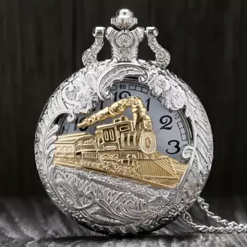 Серебристые карманные часы с рисунком локомотивного двигателя поезда, подвеска на ожерелье, подарки унисекс