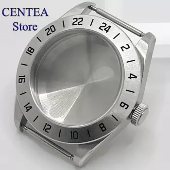 Серебристые стерильные часы RICHUS 39 мм, проекционное стекло с сапфировым стеклом, фиксированная рамка, подходит для NH35 NH36 NH34 ETA2824 PT5000 механизм