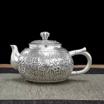 Серебряный чайник Baifu Xinjing S999, чайник из чистого серебра Zuyin, чайный сервиз ручной работы, чайник кунг-фу