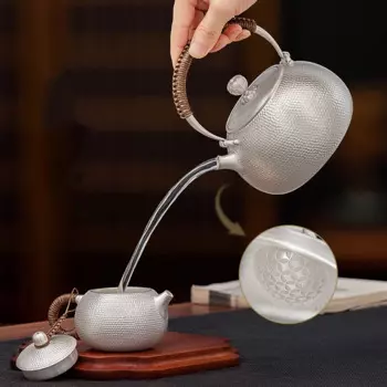 Серебряный чайник из чистого серебра 999 пробы чайник ручной работы с рукояткой с защитой от ожогов и узором молотка чайник для кипячения