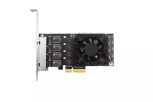 Сетевая карта PCIE POE с 4 портами, 10/100/1000 Мбит/с, гигабитный Промышленный Ethernet-конвертер, PCIE 4x, адаптер 8125BG, чип 20G с вентилятором