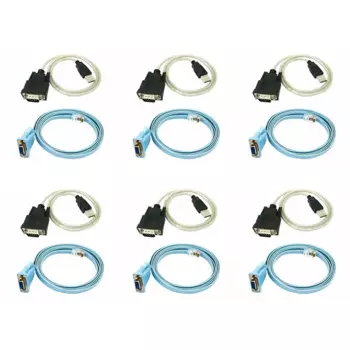 Сетевой кабель 6X RJ45 Последовательный кабель Rj45 к DB9 и RS232 к USB (2 в 1) Адаптер Ethernet CAT5 Консольный кабель локальной сети