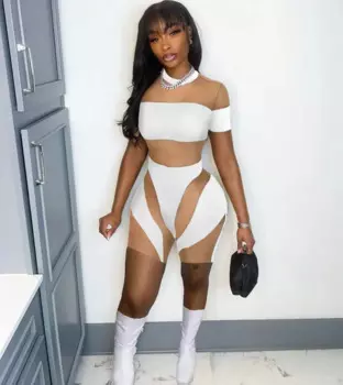 Сексуальный прозрачный сетчатый комбинезон KEXU, Летний комбинезон с шортами, женский костюм для ночного клуба, прозрачное боди в стиле пэчворк