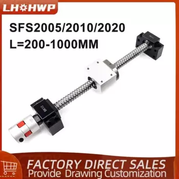 SFS2005/2010/2020 Рулонный шариковый винт 200-1000 мм с обработанным концом + шариковая гайка + корпус гайки + торцевая опора BKBF15 + муфта для деталей с ЧПУ