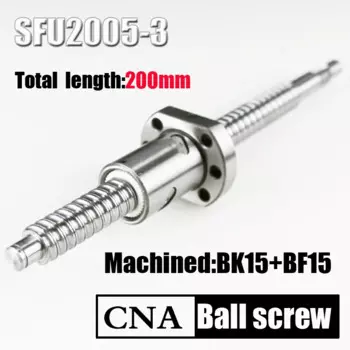 SFU2005 длина 200 мм рулонный шариковый винт C7 с 2005 фланцевым одним шаровым наконечником, механический наконечник для BK/BF15, бесплатная доставка