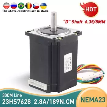 Шаговый электродвигатель Nema23 23HS7628, 4-проводной, 270 унций-дюйм