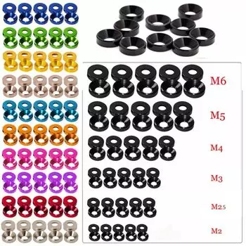 Шайбы анодированные потайные алюминиевые M2/M2.5/M3/M4/M5/M6 10 шт.