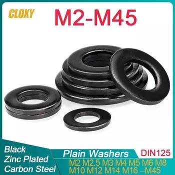 Шайбы CLOXY черные из углеродистой стали M2-M45 8.8