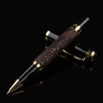 Шариковая ручка Dikawen 891 коричневая золотая