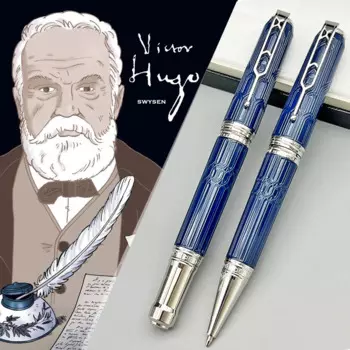 Шариковая ручка YAMALANG MB Writer Victor Hugo Blue, шариковая ручка в архитектурном стиле с гравировкой