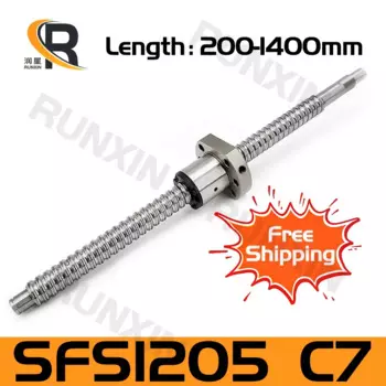 Шариковый винт RXTNC, обработанный C7 SFS1205 L200 500 800 1000 мм с фланцевым роликом, одношариковая гайка BK/BF, обработанный конец для детали ЧПУ