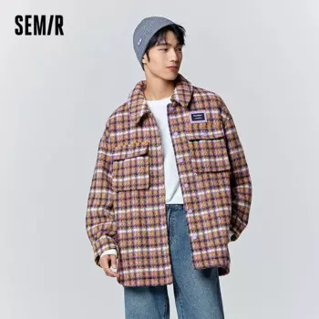 Шерстяное пальто Semir, мужское зимнее классическое клетчатое пальто средней длины, Корейская версия, модное Свободное пальто в стиле рубашки
