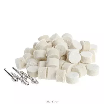 Шерстяной полировальный круг OOTDTY 13 мм, 50 шт., хвостовики 3,15 мм, 4 шт.
