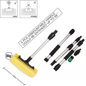 Щетка для мойки автомобиля, с 11-дюймовым замком, не скользит, не вращается, с мягкой щетиной и 68-дюймовым разборным стержнем с функцией ВКЛ/ВЫКЛ
