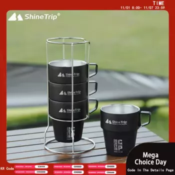 ShineTrip уличная двухслойная кружка из нержавеющей стали 304, 4 шт., пищевая пластиковая кружка с распылением, портативный набор, кофейные кружки