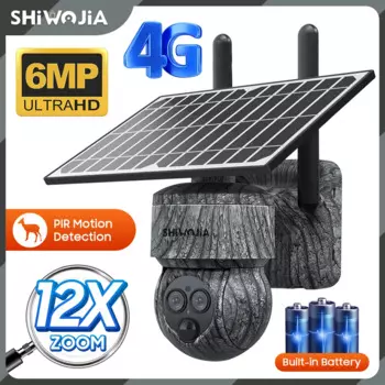 Shiвоенia наружная 4G Солнечная камера ночного видения 3K 6MP 12X оптический зум безопасность WIFI солнечная панель 7500mA батареи цветная CCTV
