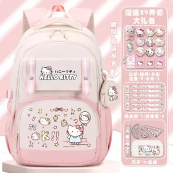 Школьный ранец Sanrio для студентов, легкий вместительный Детский рюкзак с рисунком Hello Kitty для защиты позвоночника