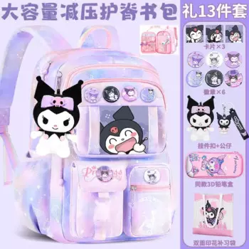 Школьный ранец Sanrio Romi для студенток, женский водонепроницаемый вместительный рюкзак для снижения нагрузки с защитой позвоночника