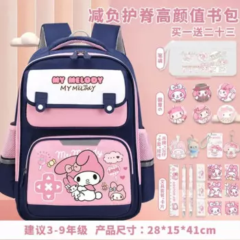 Школьный ранец Sanrio с клубничным медведем для студентов, легкий прочный рюкзак большой вместимости для защиты позвоночника для мужчин и женщин