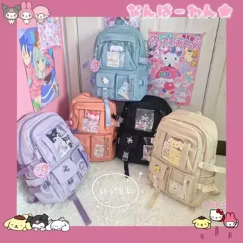 Школьный ранец Sanrio, женский рюкзак для студентов младшей и старшей школы, подарок для детей Kuromi, в Корейском стиле
