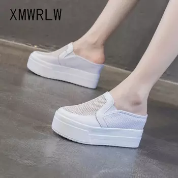 Шлепанцы XMWRLW женские на массивном каблуке, дышащие сетчатые, на платформе, Нескользящие, летняя обувь, 2022