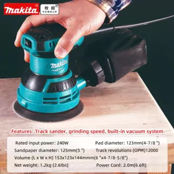 Шлифовальная машина Makita M9204 шлифовальный станок для дерева 5 дюймов 125 мм, круглая электрическая шлифовальная машина, инструмент для шлифовки и полировки автомобиля