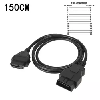 Штекер-гнездо 16-контактный OBD OBD2 автомобильный диагностический кабель для ELM327 OBDII 16-контактный кабель 1,5 м 150 см 30 см удлинитель