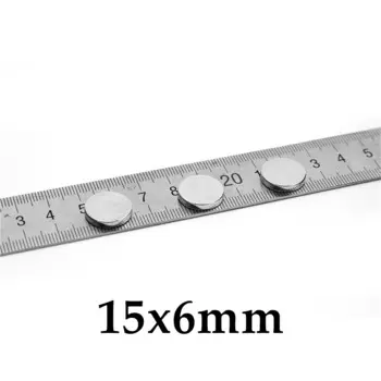 Сильный неодимовый магнит N35, диаметр 15 мм X 6 мм, 100 шт.