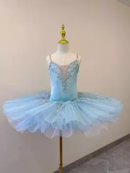 Синее танцевальное платье для девочек, балетная пачка для танцев балерины, Детский костюм для выступления на сцене, балетная одежда